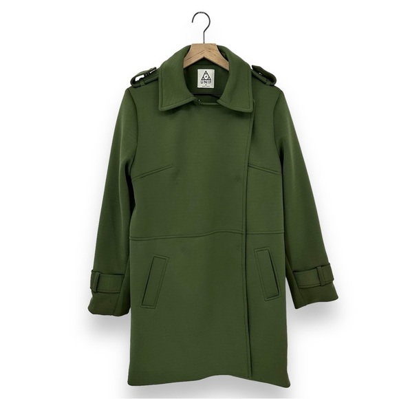 UNIF Neo Green Trench Coat Snap Button Size Medium - Picture 1 of 12